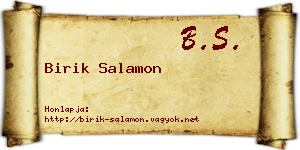Birik Salamon névjegykártya